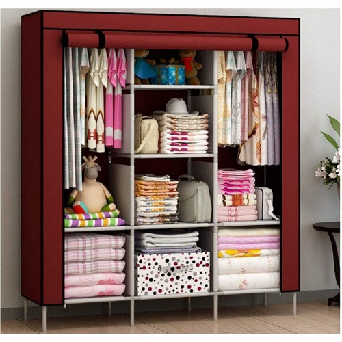 “Elegant 3-Door Foldable Wardrobe Closet – Portable Storage Solution”