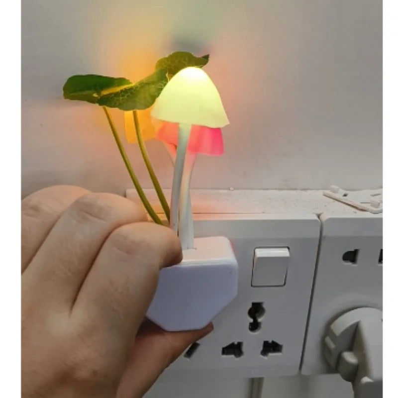 Aurora Mushroom Night Light – Luxe LED Glow with Sensor | EU & US Plug | Elegant 3-Color Ambient Lighting (220V)