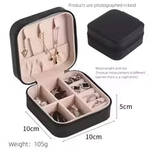 Elegant Travel Jewelry Organizer – Compact Leather Box with Zipper | Portable Case for Rings, Earrings, Necklaces & Accessories