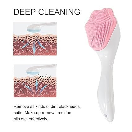 Silicone Face Scrubber | Gentle Exfoliating & Cleansing Brush with Soft Bristles – Manual Handheld Blackhead Remover & Face Massager