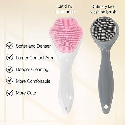 Silicone Face Scrubber | Gentle Exfoliating & Cleansing Brush with Soft Bristles – Manual Handheld Blackhead Remover & Face Massager