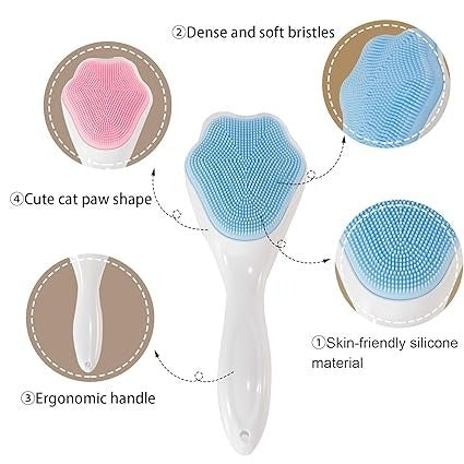 Silicone Face Scrubber | Gentle Exfoliating & Cleansing Brush with Soft Bristles – Manual Handheld Blackhead Remover & Face Massager