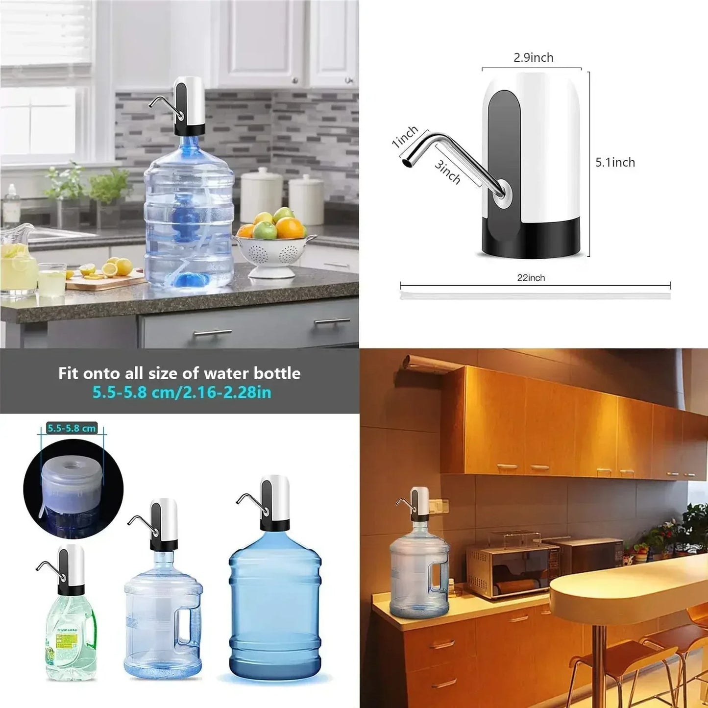 USB Rechargeable Electric Water Dispenser | Portable Automatic Water Pump for Bottled Drinking Water | One-Touch Switch Pump Machine