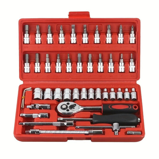 46-piece Professional Socket Wrench Tool Set | Bike Tool Kit | Car Tool Kit