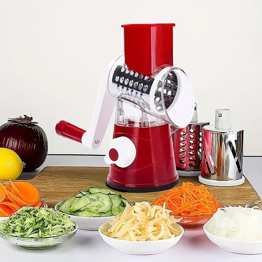 3-in-1 Drum Grater – Manual Vegetable Cutter, Shredder & Kitchen Gadget