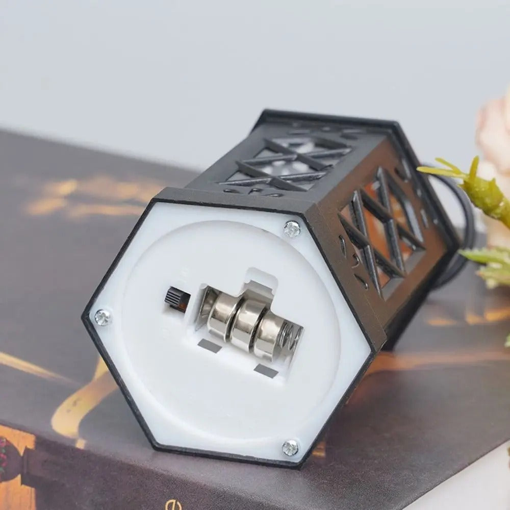 Antique Black Hexagonal LED Candle Lamp – Portable Windproof Decorative Lantern