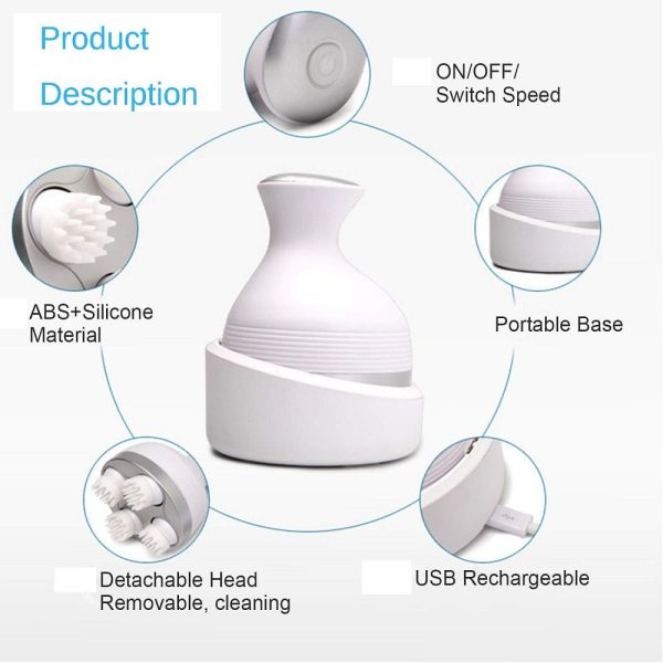 Electric Scalp Massager | 4D Massage Clusters for Stress Relief, Hair Growth & Relaxation – Rechargeable, Portable & Washable Head Massager